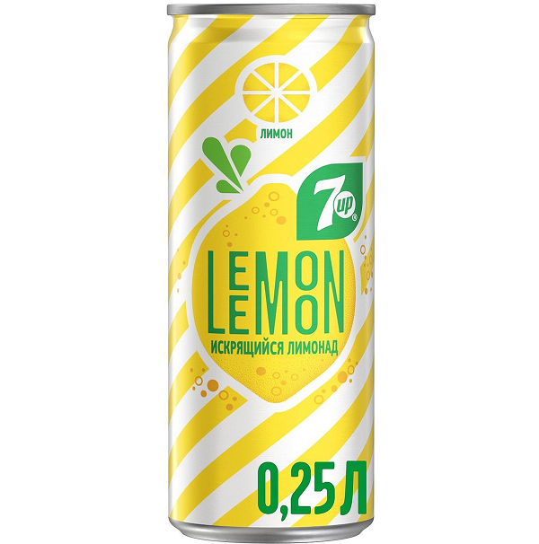 Напиток 7-UP Lemon Искрящийся лимонад 0,25 л оптом Напиток 7-UP Lemon Искрящийся лимонад 0,25 л оптом