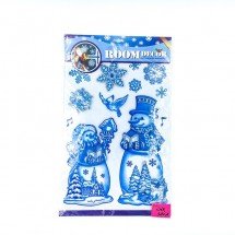 Новогодние 3D  наклейки на стекло Room Decor 50 х 30 см оптом