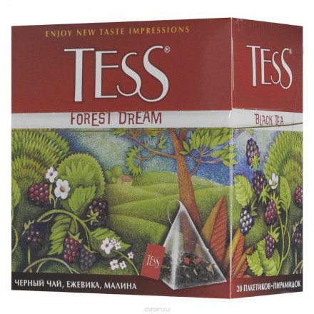 Tess Forest Dream черный чай в пирамидках со вкусом малины и черники 20 пак оптом 