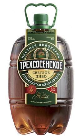 Пиво светлое Трехсосенское 4.5% 1.5л оптом 