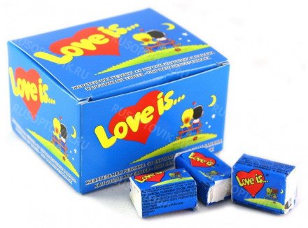 Блок жвачек Love is — &quot;Банан-Клубника&quot; (20 шт) оптом 