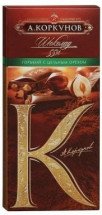 Шоколад Коркунов Горький с цельным орехом 90г оптом